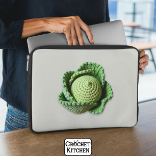Kitsch Modern Green Granny Garden Crochet Cabbage  Laptop Sleeve