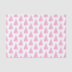 Kitsch Pink Watercolor Christmas Tree Pattern Tissue Paper