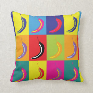 Kitsch Retro Chilli Pepper Pop Art Fruit Pattern Throw Pillow