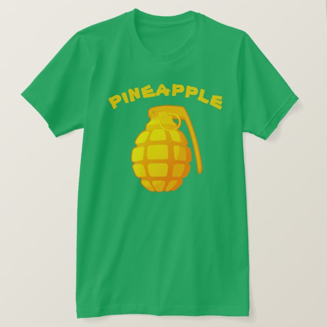 Kitsch Satirical Pineapple Hand Grenade T-Shirt (Design Front)