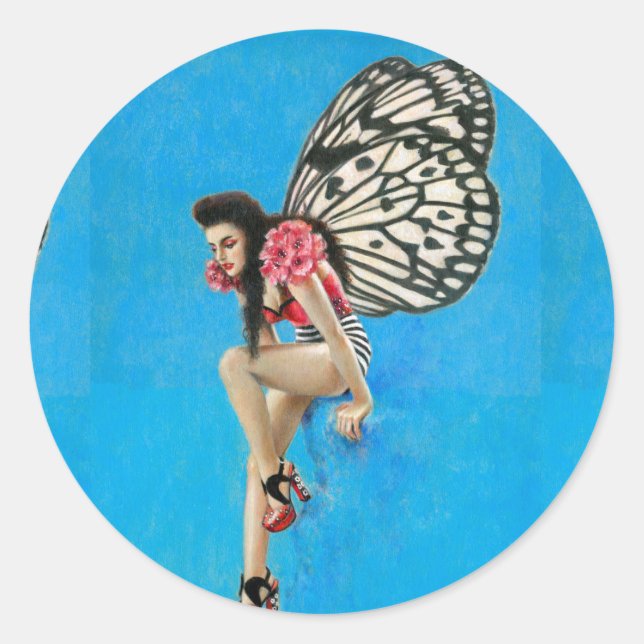 Kitsch Vintage Rockabilly Fairy Sticker (Front)