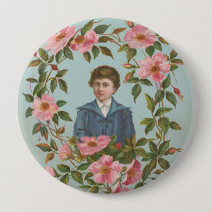 Kitschy Antique German Valentine's Card, 1884 4 Inch Round Button