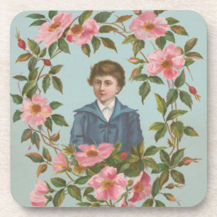 Kitschy Antique German Valentine's Card, 1884 Coaster