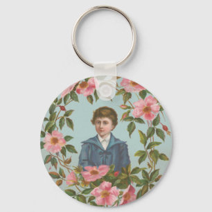 Kitschy Antique German Valentine's Card, 1884 Keychain