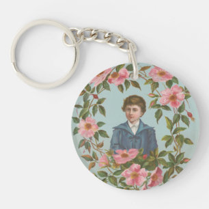 Kitschy Antique German Valentine's Card, 1884 Keychain
