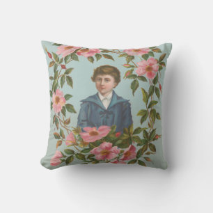 Kitschy Antique German Valentine's Card, 1884 Throw Pillow