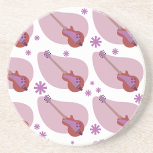 Kitschy Fun Fifties Guitar Boomerang Pattern Coaster
