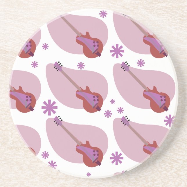 Kitschy Fun Fifties Guitar Boomerang Pattern Coaster (Front)