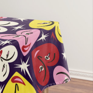 Kitschy Kitchen Retro 1950's Heart Pattern Tablecloth