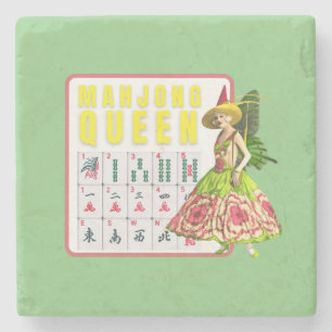 Kitschy Mahjong Queen   Stone Coaster