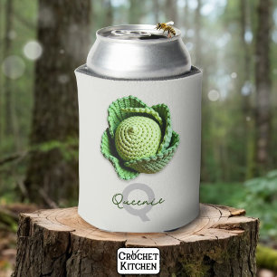 Kitschy Modern Granny Garden Crochet Cabbage Name Can Cooler
