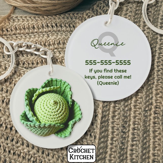 Kitschy Modern Granny Garden Crochet Cabbage Name  Keychain (Creator Uploaded)