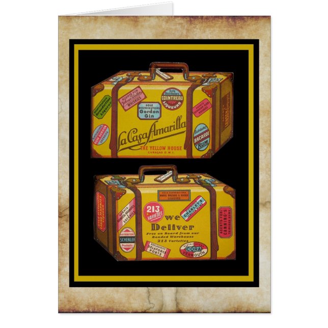 Kitschy old travel-themed menu design! (Front)