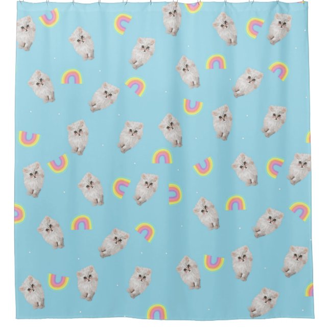 Kitschy Pastel Aesthetic Cat Kitten Rainbows Blue  (Front)