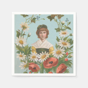 Kitschy Retro German Valentine's Card, 1884 Napkin