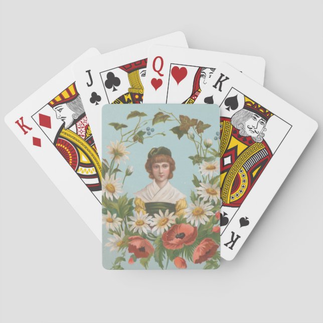 Kitschy Retro German Valentine's Card, 1884 Playing Cards (Back)