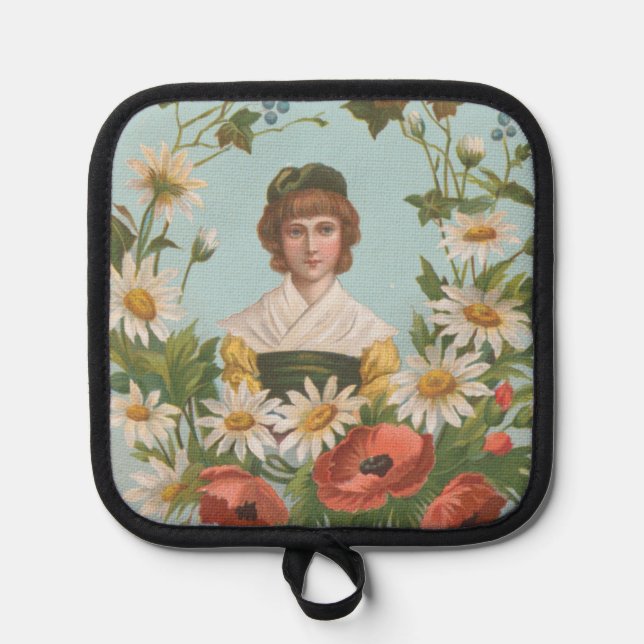 Kitschy Retro German Valentine's Card, 1884 Pot Holder (Front)