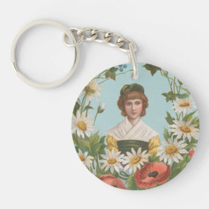 Kitschy Retro German Valentine's Card Keychain