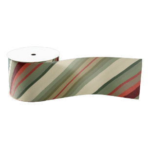 Kitschy Santa and Ornaments Complimentary Stripes Grosgrain Ribbon