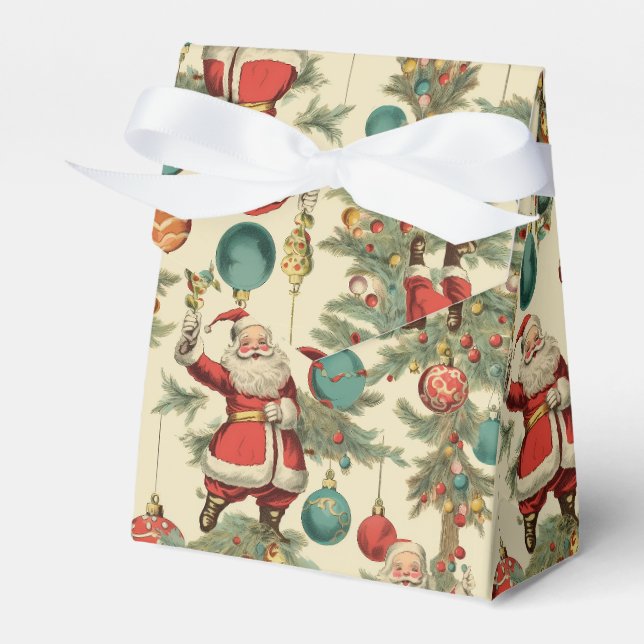Kitschy Santa and Ornaments  Favor Box (Front Side)