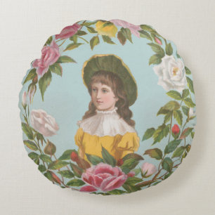 Kitschy Vintage German Valentine's Card Round Pillow