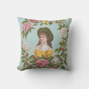 Kitschy Vintage German Valentine's Card Throw Pillow