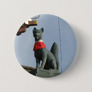 Kitsune キツネ (Fox) with Jewel in Mouth 2 Inch Round Button