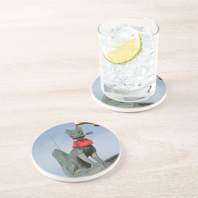 Kitsune キツネ (Fox) with Key in Mouth Coaster (Side)