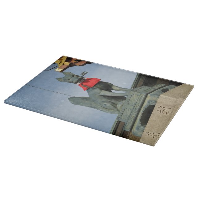 Kitsune キツネ (Fox) with Key in Mouth Cutting Board (Corner)