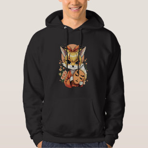 Kitsune Charm with Mask and Blossoms Hoodie