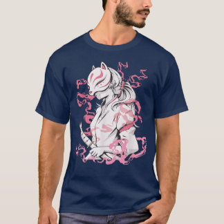 Kitsune Cherry Blossom Anime Girl Demon Fo Katana T-Shirt