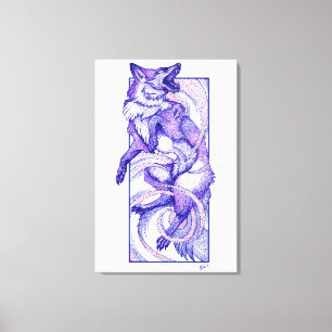 Kitsune Dotwork Canvas Print