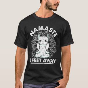Kitsune Fox Namaste Stay 6 Feet Away Yoga Workout T-Shirt