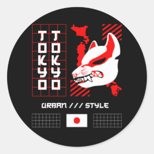 Kitsune Fox Tokyo City Classic Round Sticker