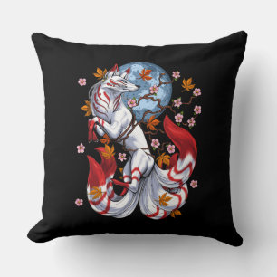 Kitsune Japanese Fox Throw Pillow