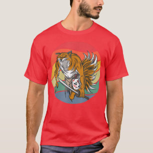 Kitsune Kawaii Fo with Many Tails Japanese Sword T-Shirt