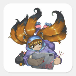 Kitsune Life Square Sticker
