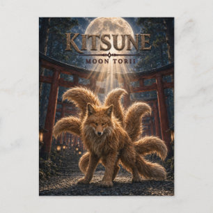 Kitsune Moon Torii Dark Cinema Postcard