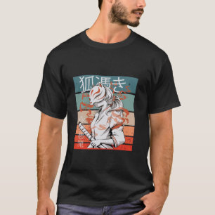 Kitsune Samurai Katana Mask Fox Warrior Mystical J T-Shirt