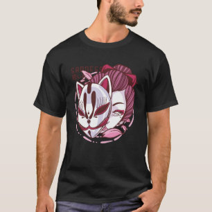 Kitsune the Japanese Nine Tailed Fox Mask Traditio T-Shirt