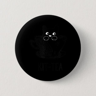 KitTea Cat Lover Cute And Fun Black Cat 2 Inch Round Button