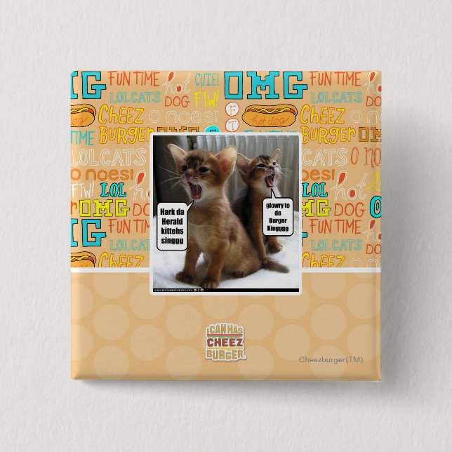 Kitteh carols 2 inch square button (Front)