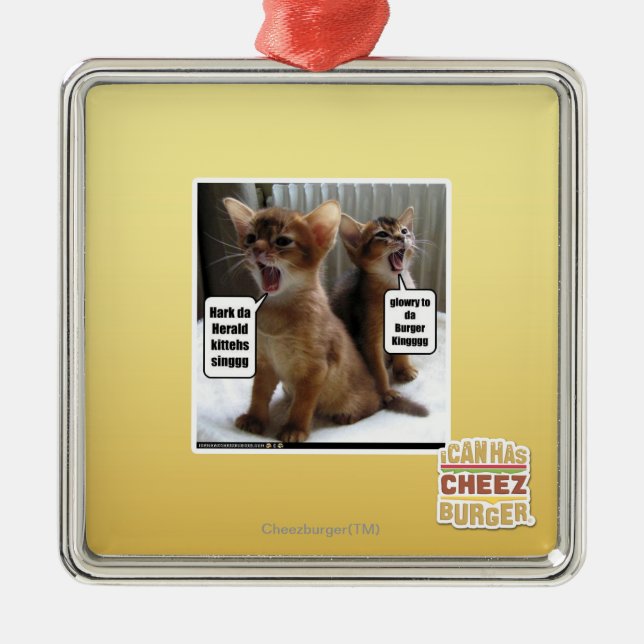 Kitteh carols metal ornament (Front)