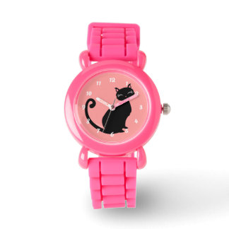 Kitteh Lurve - Black Kitty Custom Colour Backgroun Watch