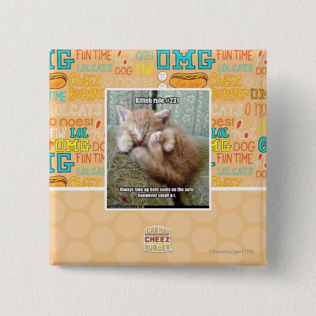 Kitteh rule #231 2 inch square button (Front)
