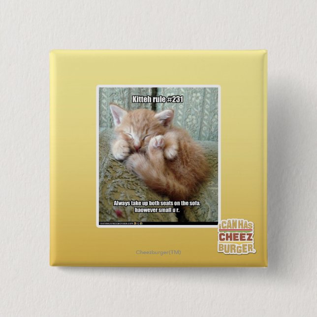 Kitteh rule #231 2 inch square button (Front)