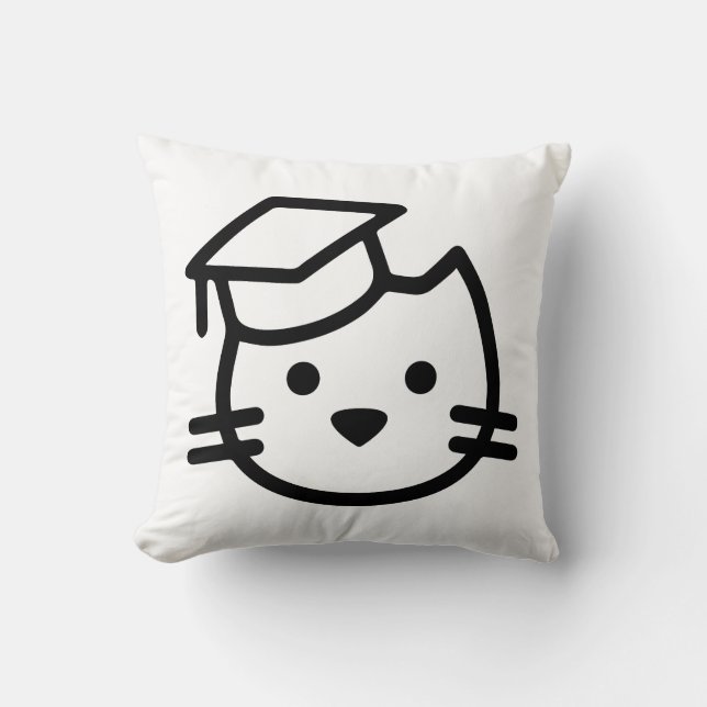 Kitten Academy Logo Throw Pillow (Front)