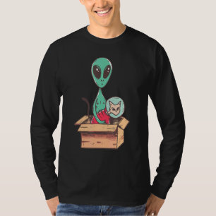 Kitten Alien Cardboard Spaceship Cosmonaut Cat T-Shirt