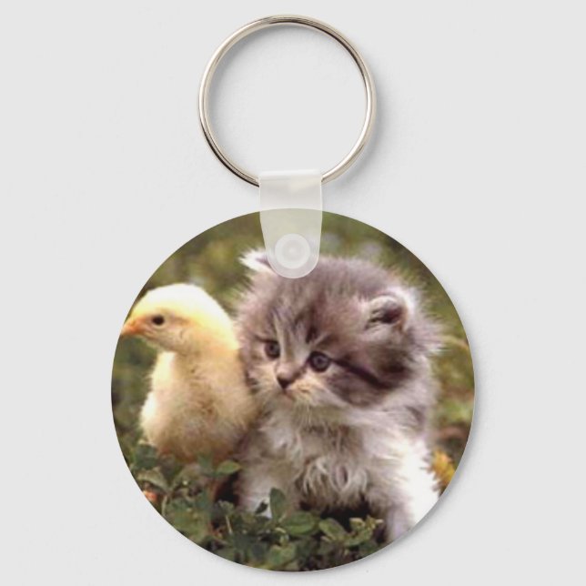Kitten and Baby Chick Keychain (Front)