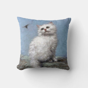 Kitten and Bee, Carl Kahler Throw Pillow